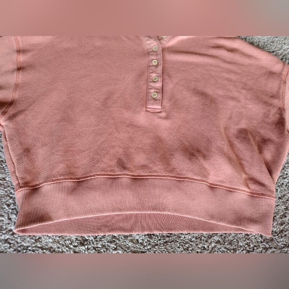 American Eagle Outfitters Henley Crop Boxy Dolam Sleeve Sweater Small - Picture 5 of 9